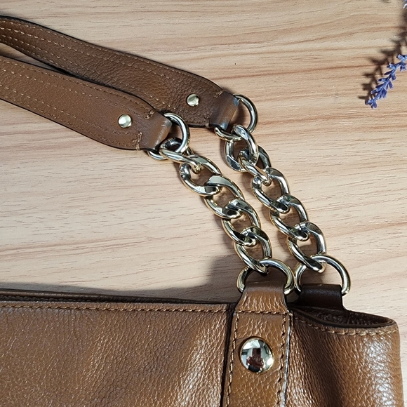 Michael Kors Hobo Brown Leather Bag with Gold Accents - Picture 7 of 13